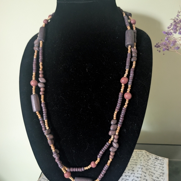 Purple and Pink Beaded Necklace - Picture 5 of 7